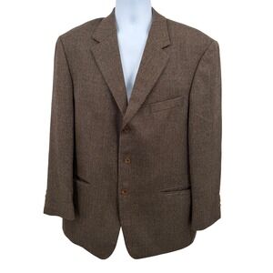Gianfranco Ruffini Mens 44R Blazer Sport Coat Brown Lambswool Cashmere